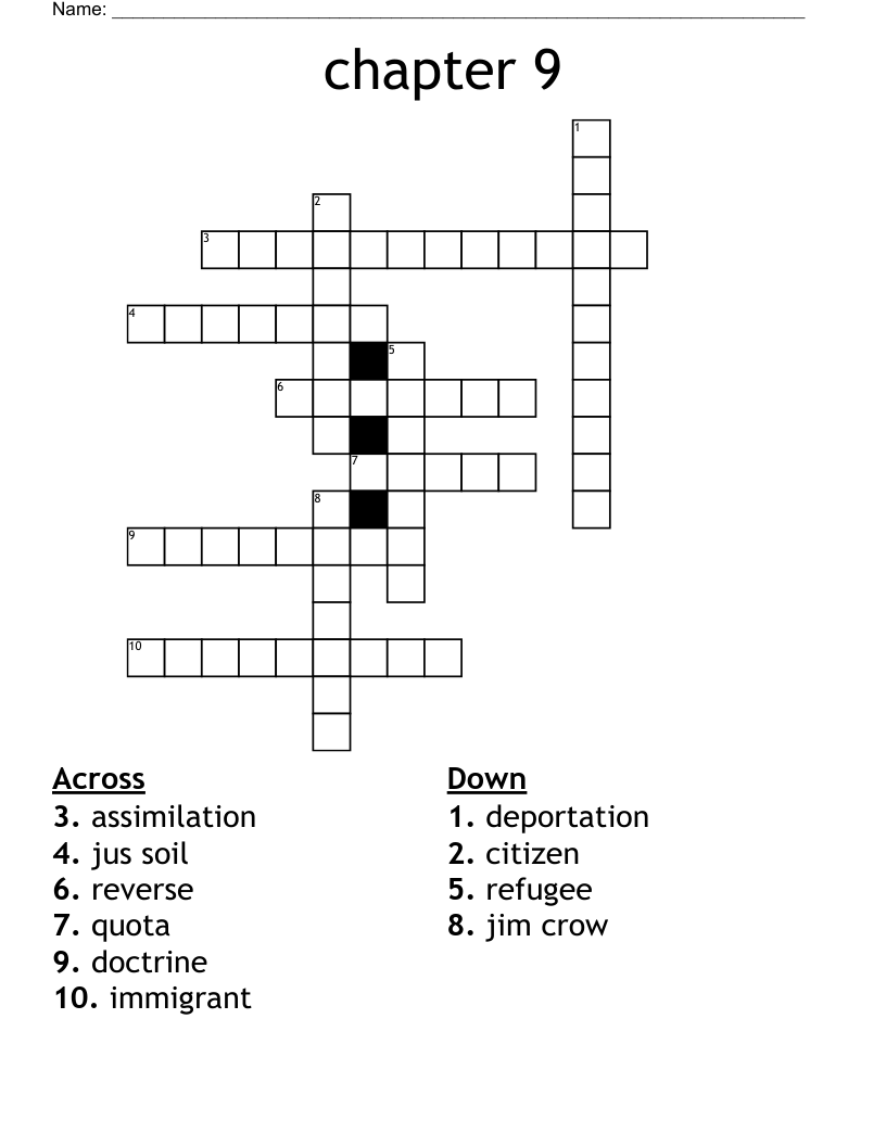 chapter 9 Crossword WordMint