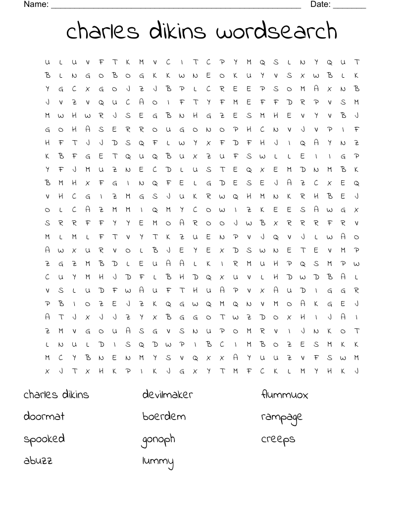 charles dikins wordsearch