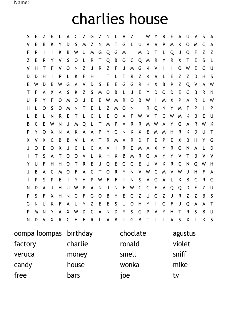 charlies house Word Search