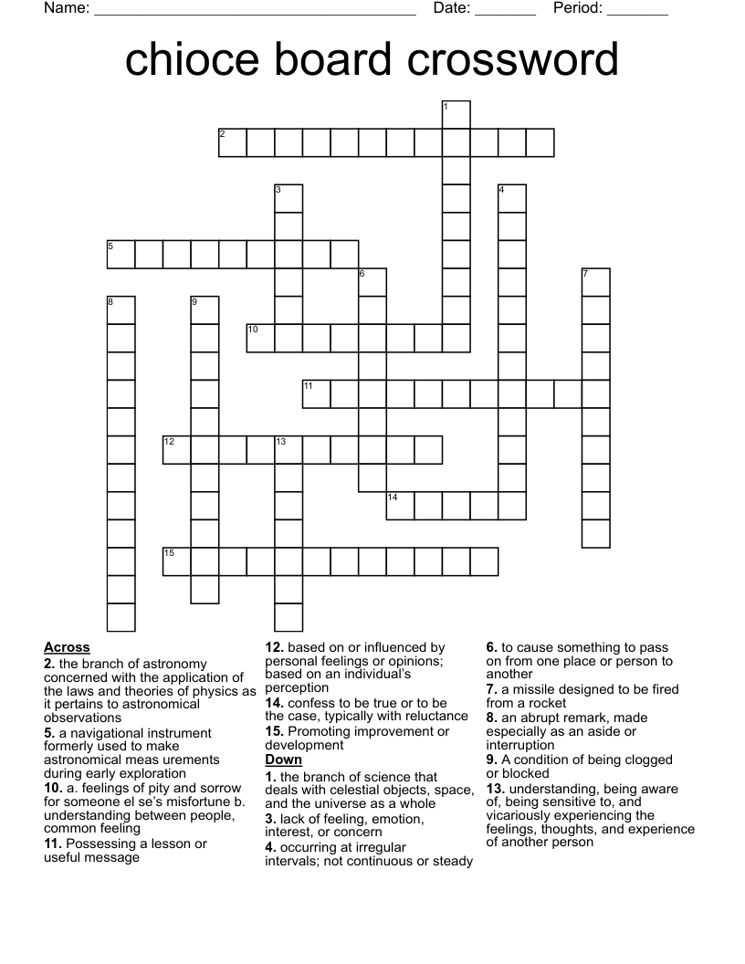 chioce board crossword