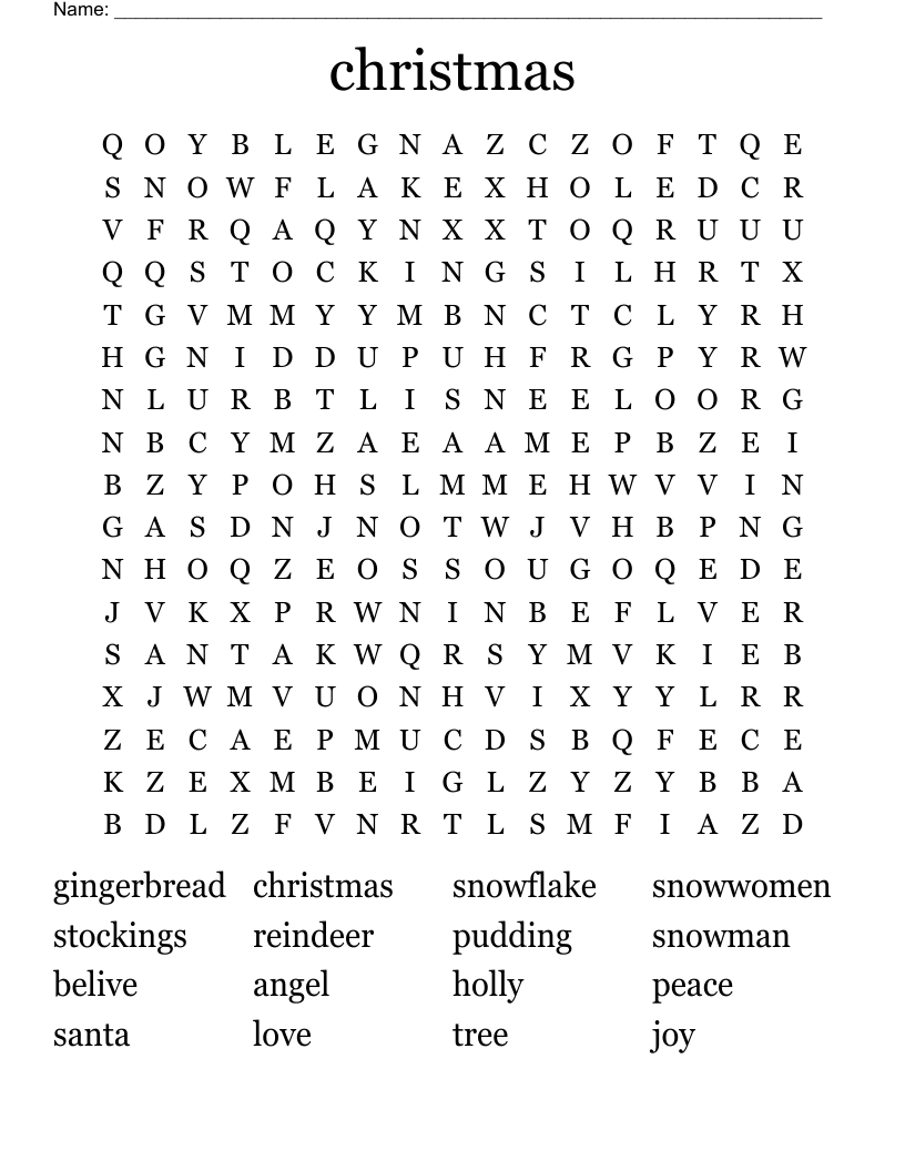 christmas Word Search