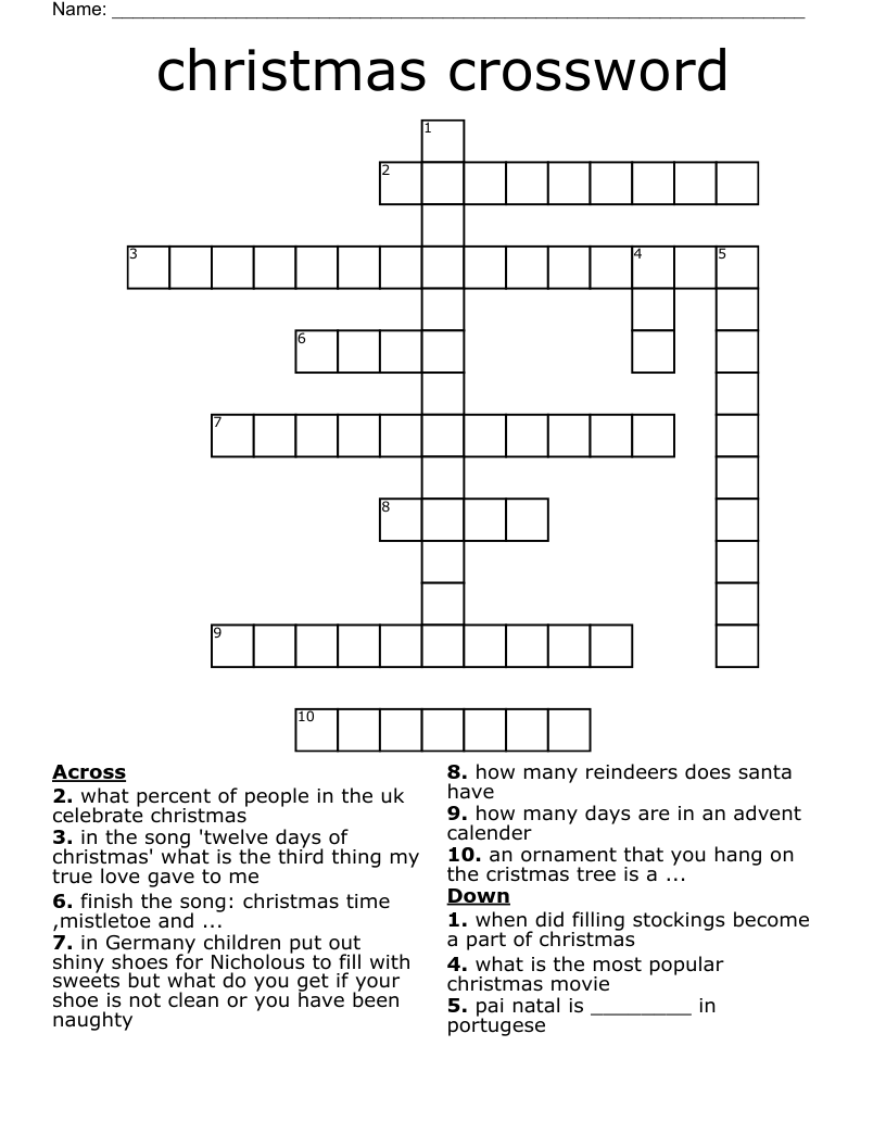christmas crossword WordMint