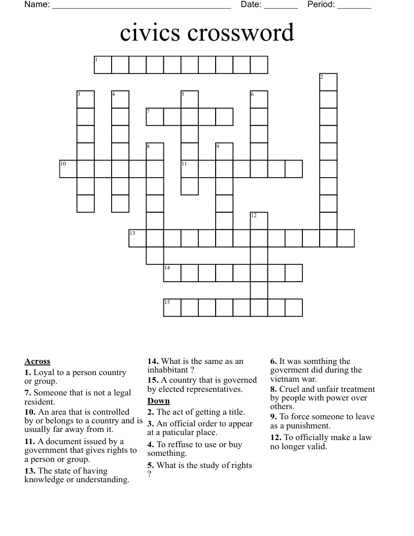 civics crossword