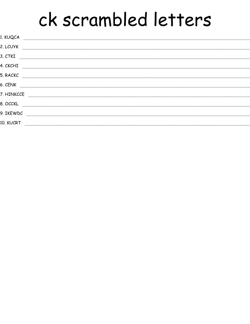 ck scrambled letters