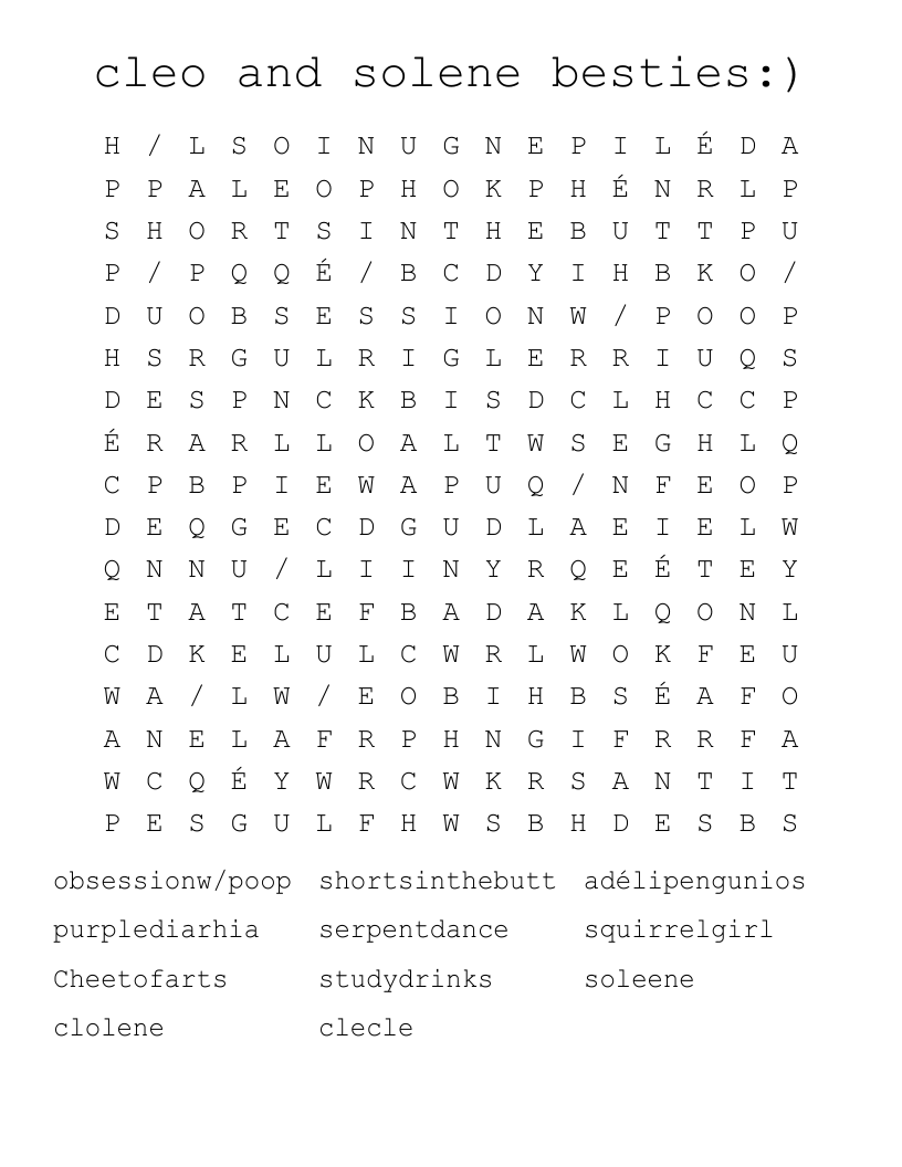 cleo and solene besties:) Word Search