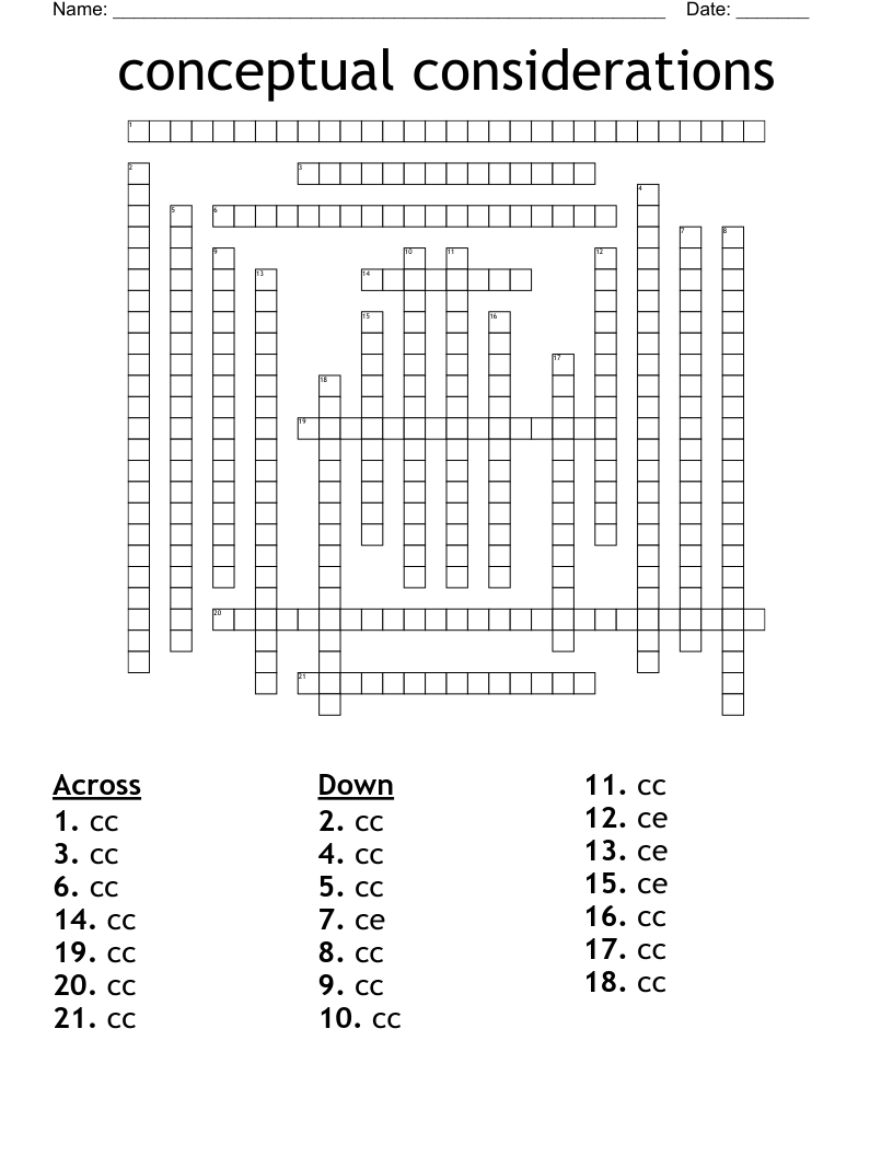 conceptual considerations Crossword