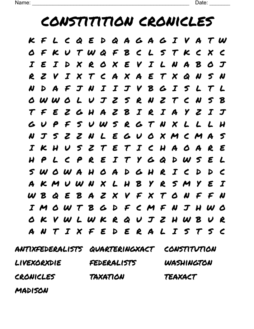 constitition cronicles Word Search