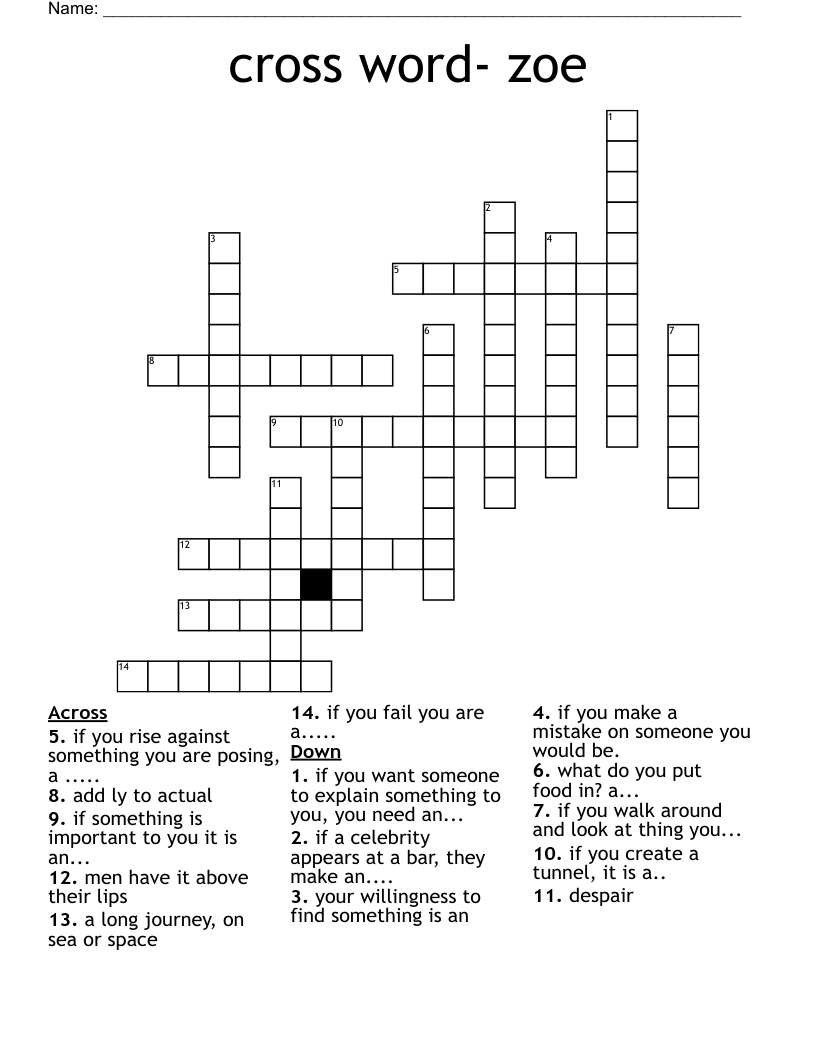cross word- zoe 