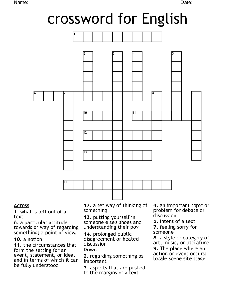 crossword for English