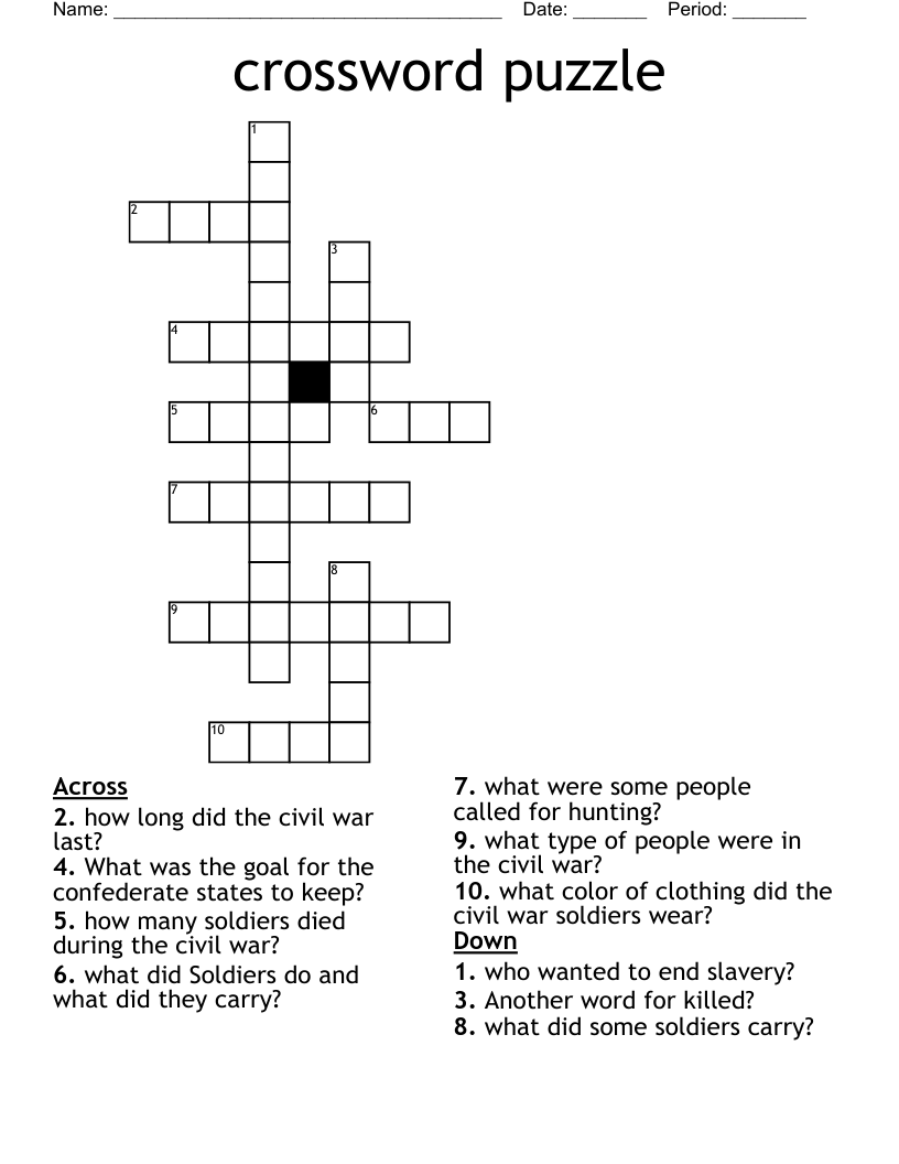 Army Crossword Puzzle Printable