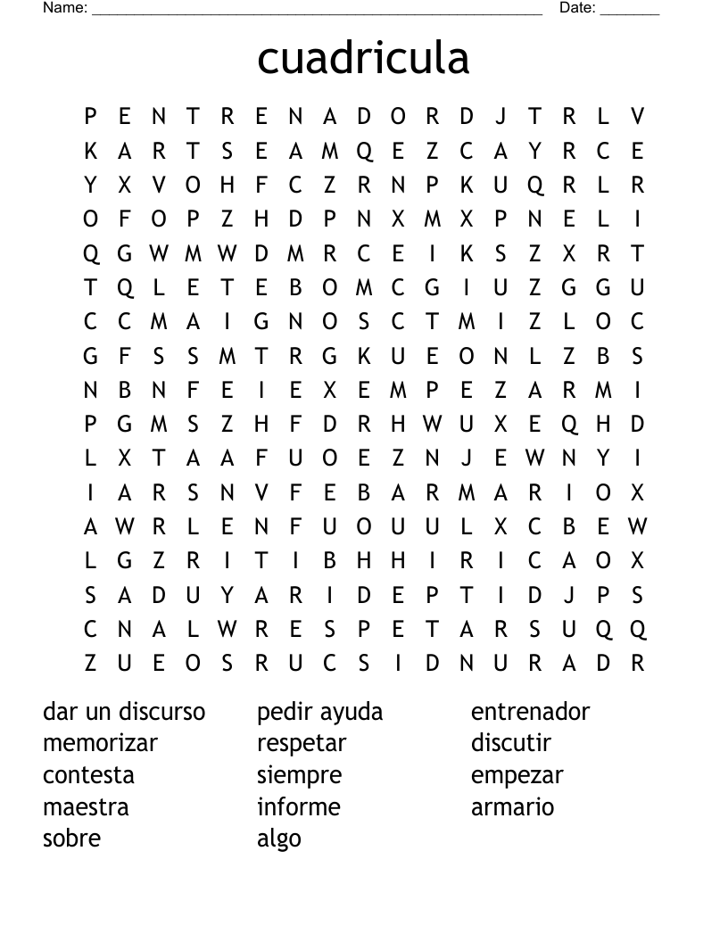 cuadricula Word Search