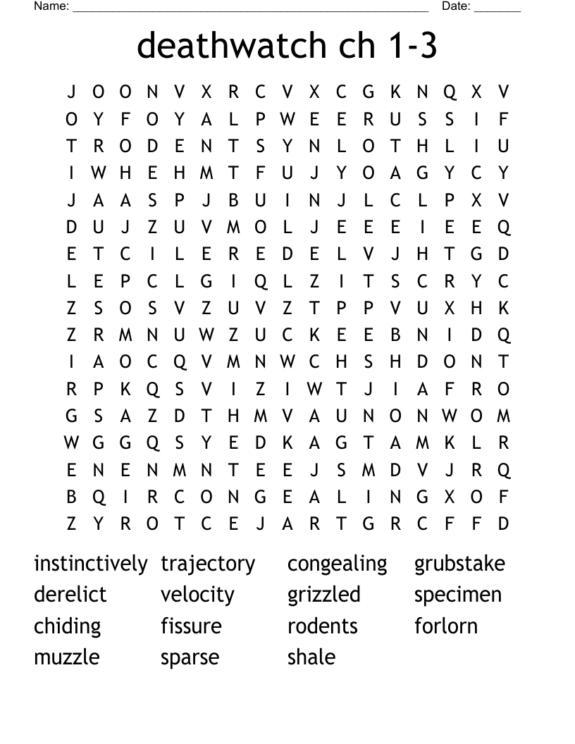 deathwatch ch 1-3 Word Search