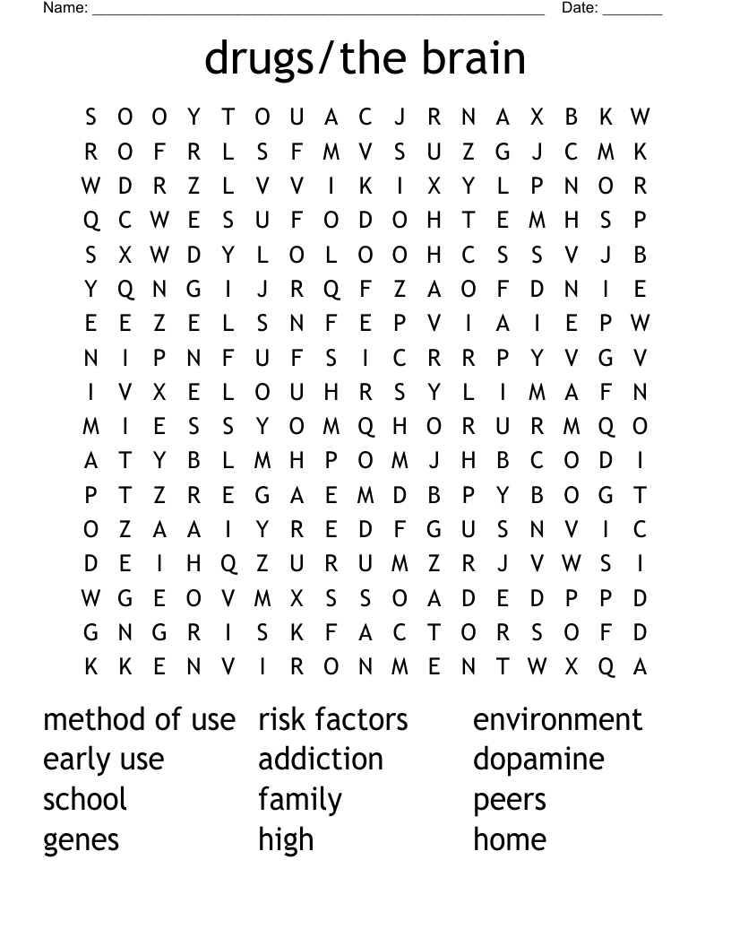 drugs/the brain Word Search