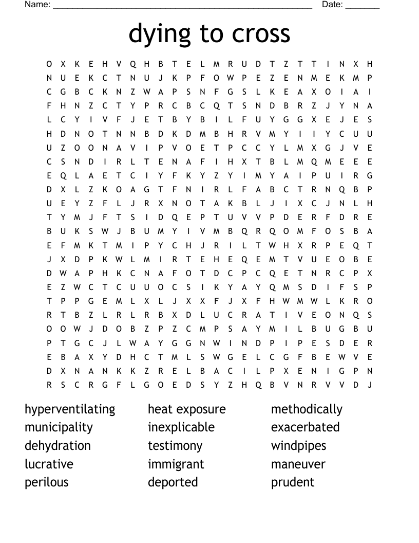 dying to cross  Word Search