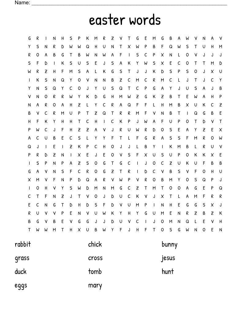 easter words Word Search