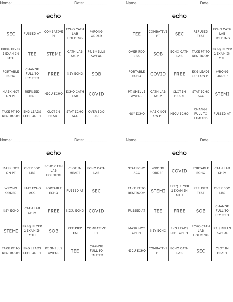 echo Bingo Cards
