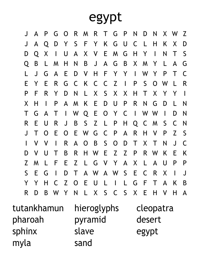 egypt Word Search