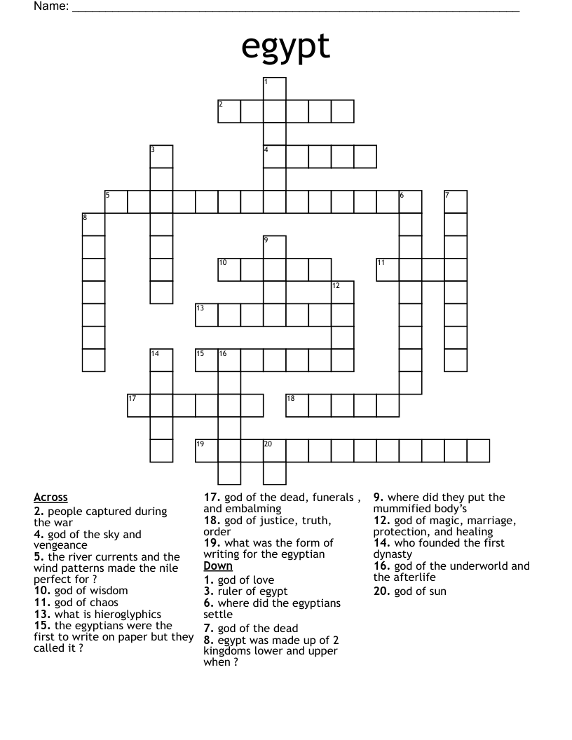 egypt Crossword WordMint