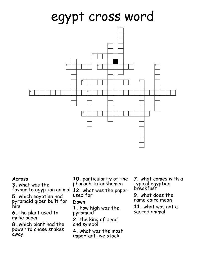 egypt cross word 