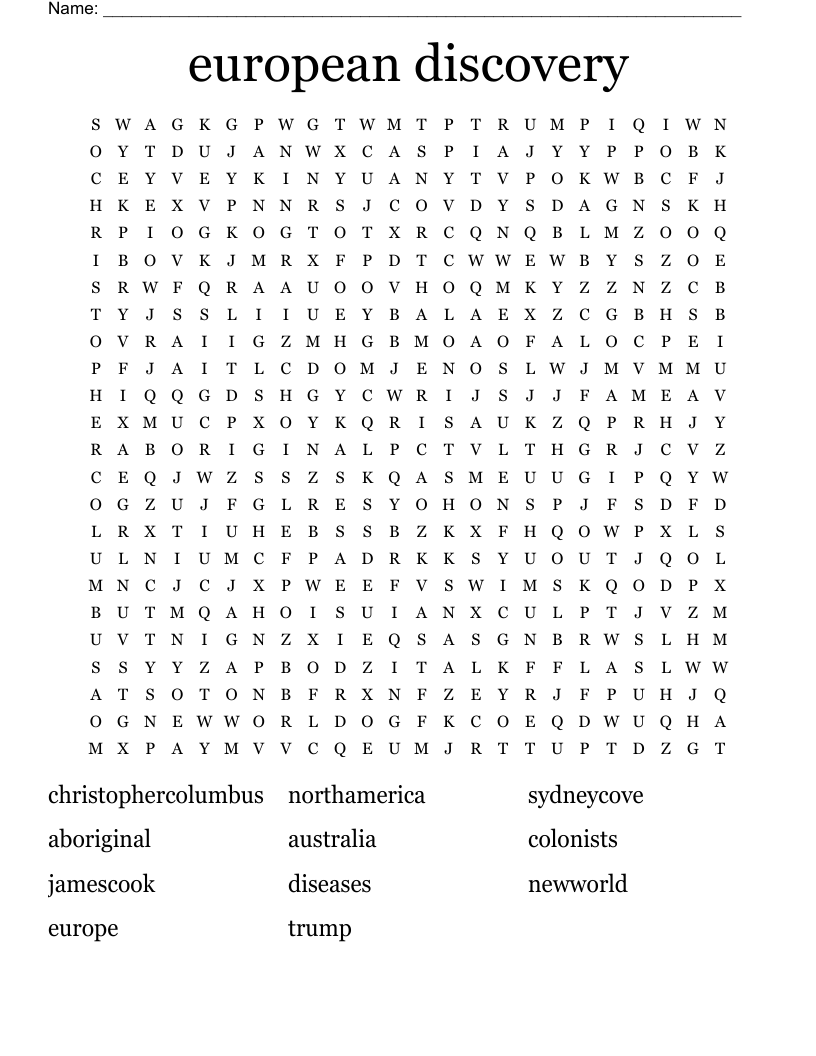 european discovery Word Search