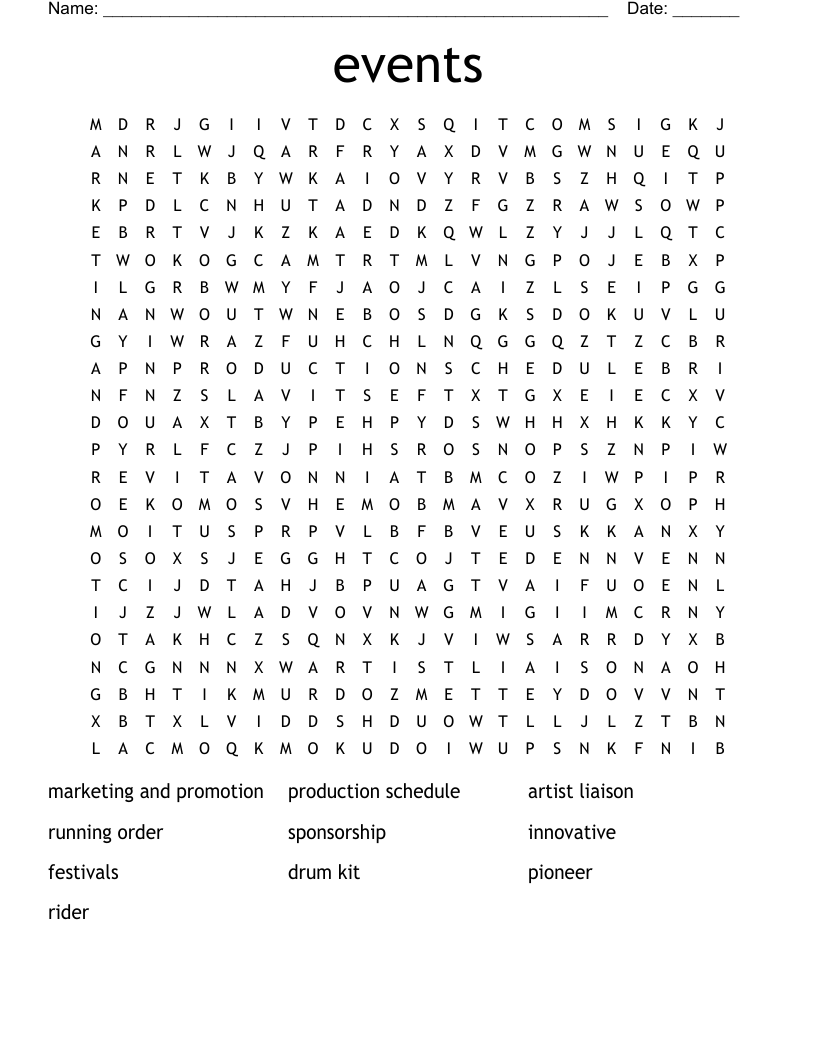 events  Word Search