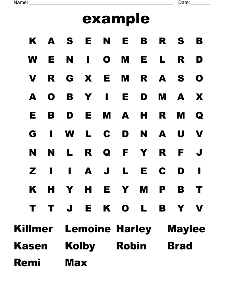 example Word Search