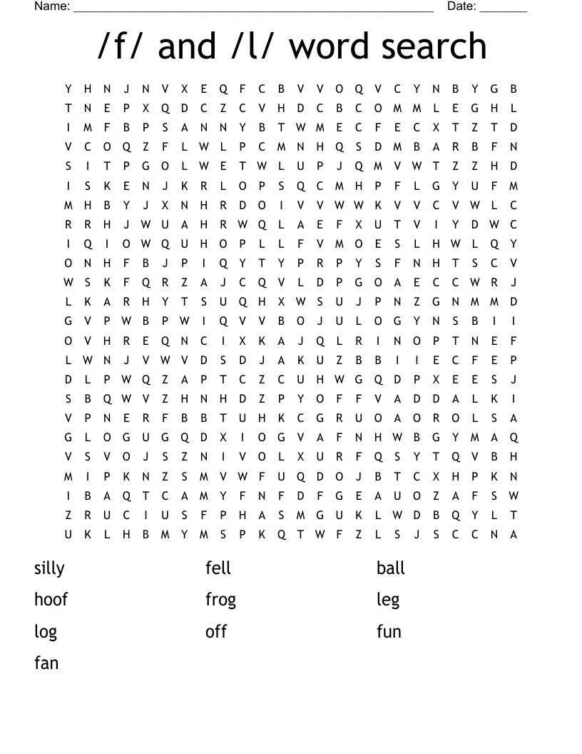 /f/ and /l/ word search