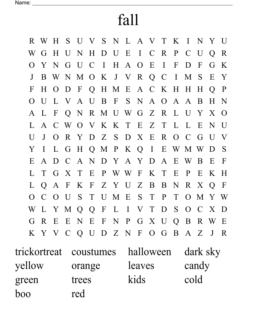 fall Word Search