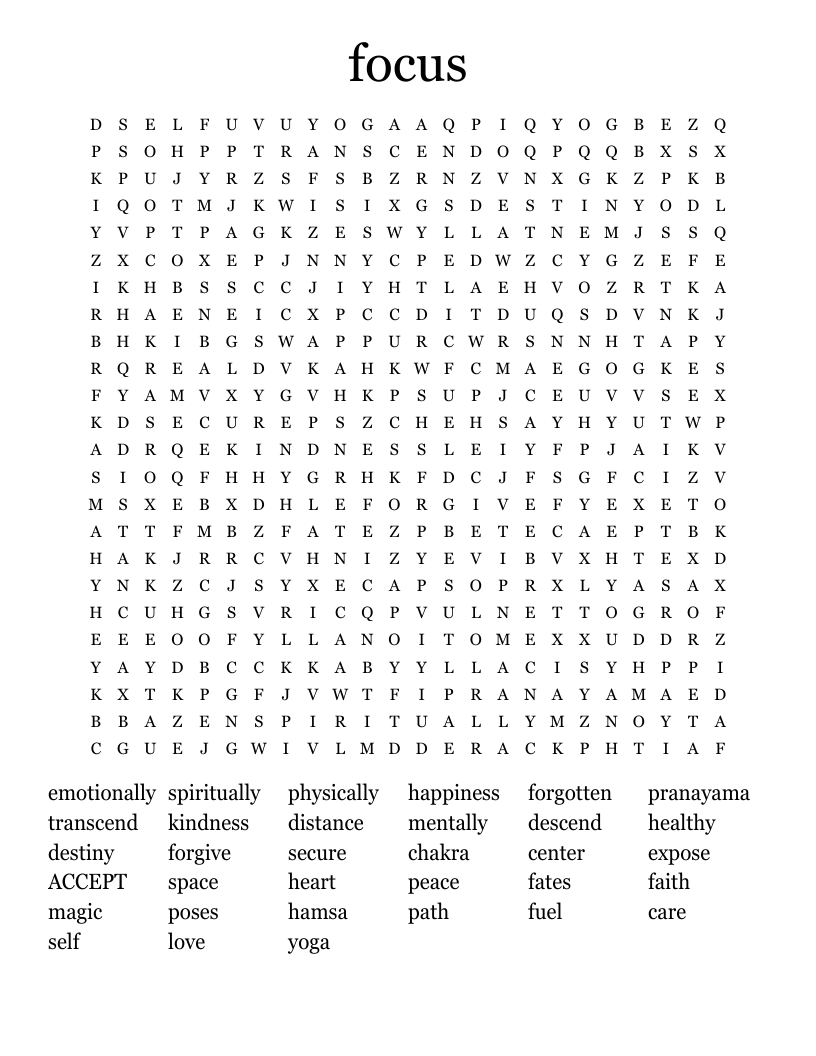 focus Word Search