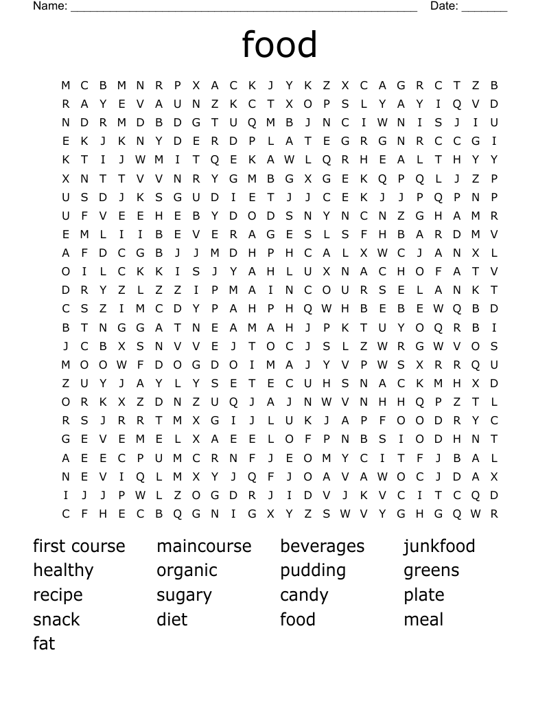 food Word Search WordMint