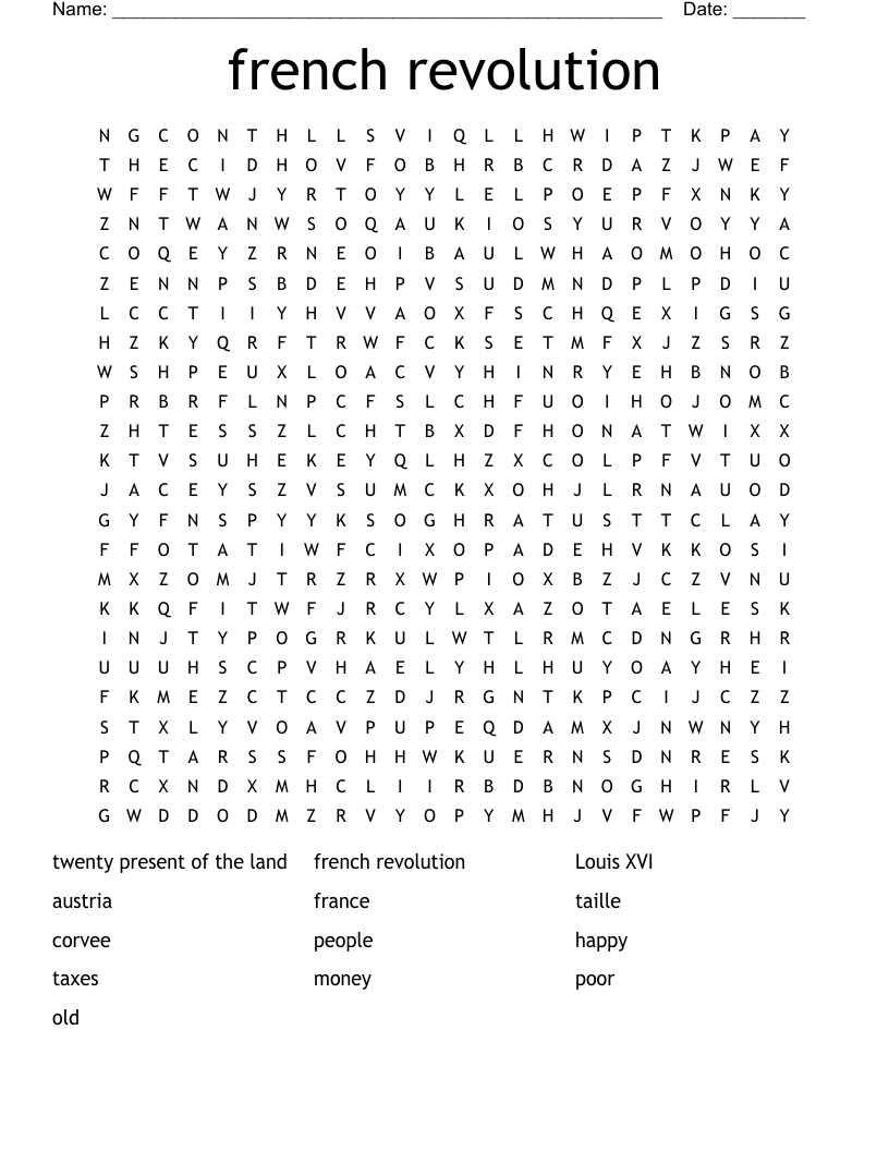 french revolution Word Search
