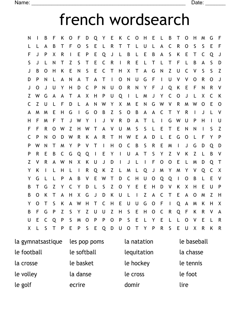 French Wordsearch WordMint