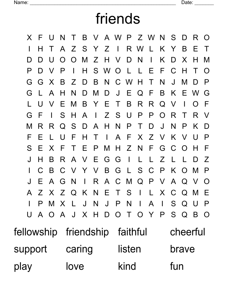friends Word Search