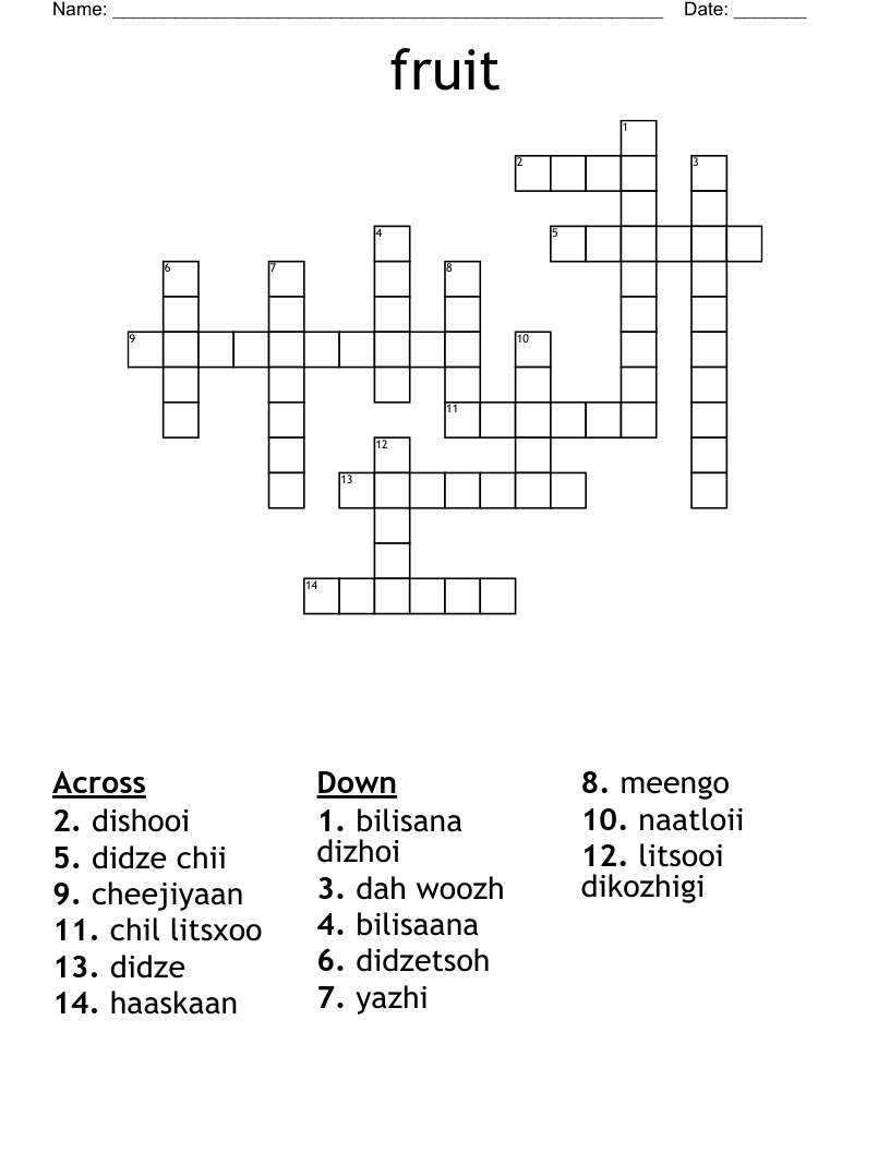 fruit Crossword