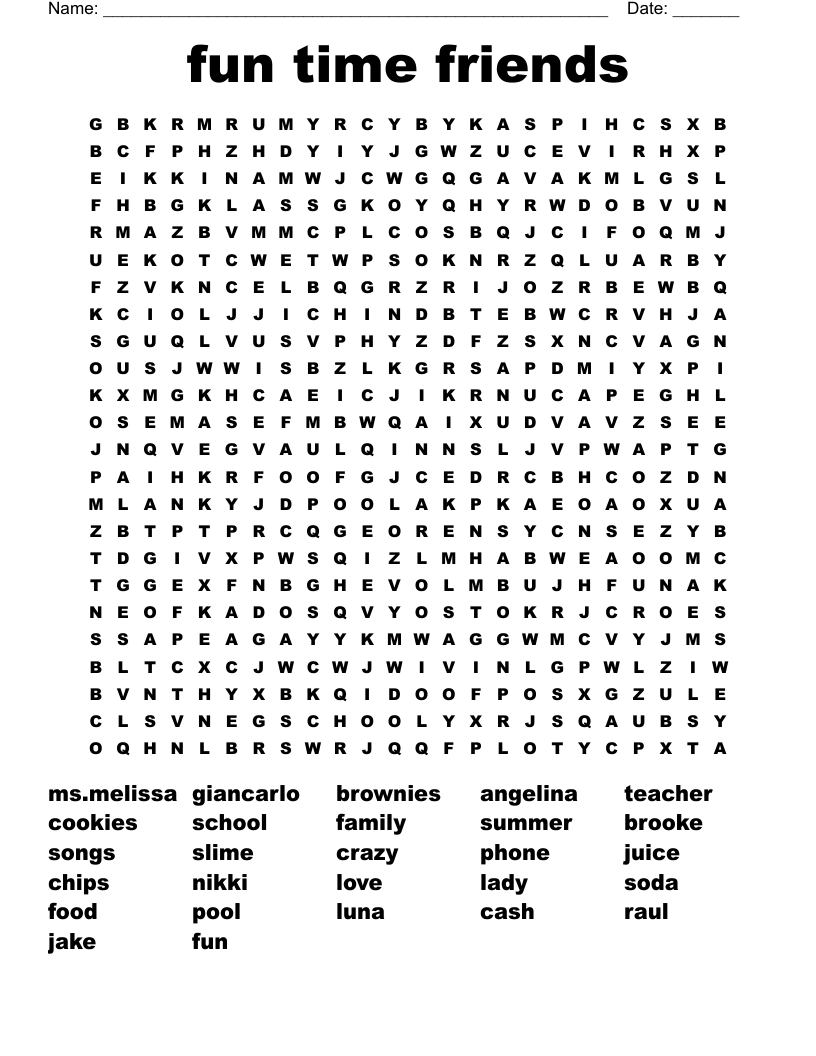 fun time friends Word Search