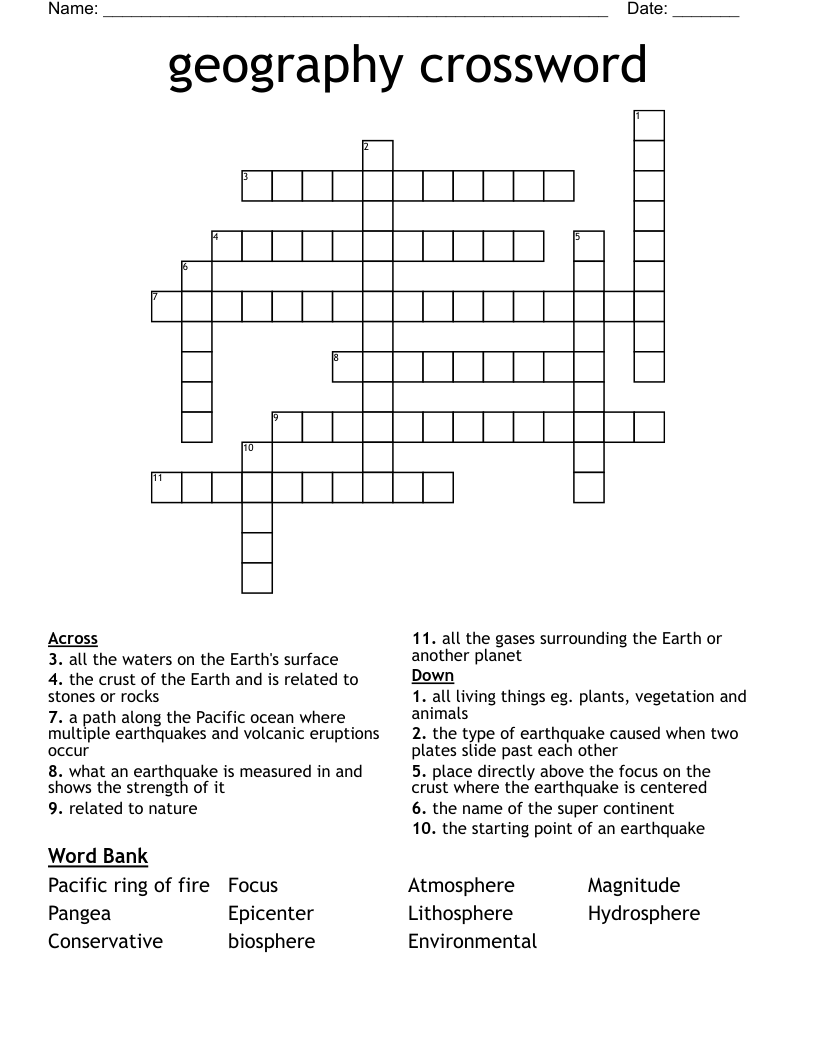 geography crossword WordMint