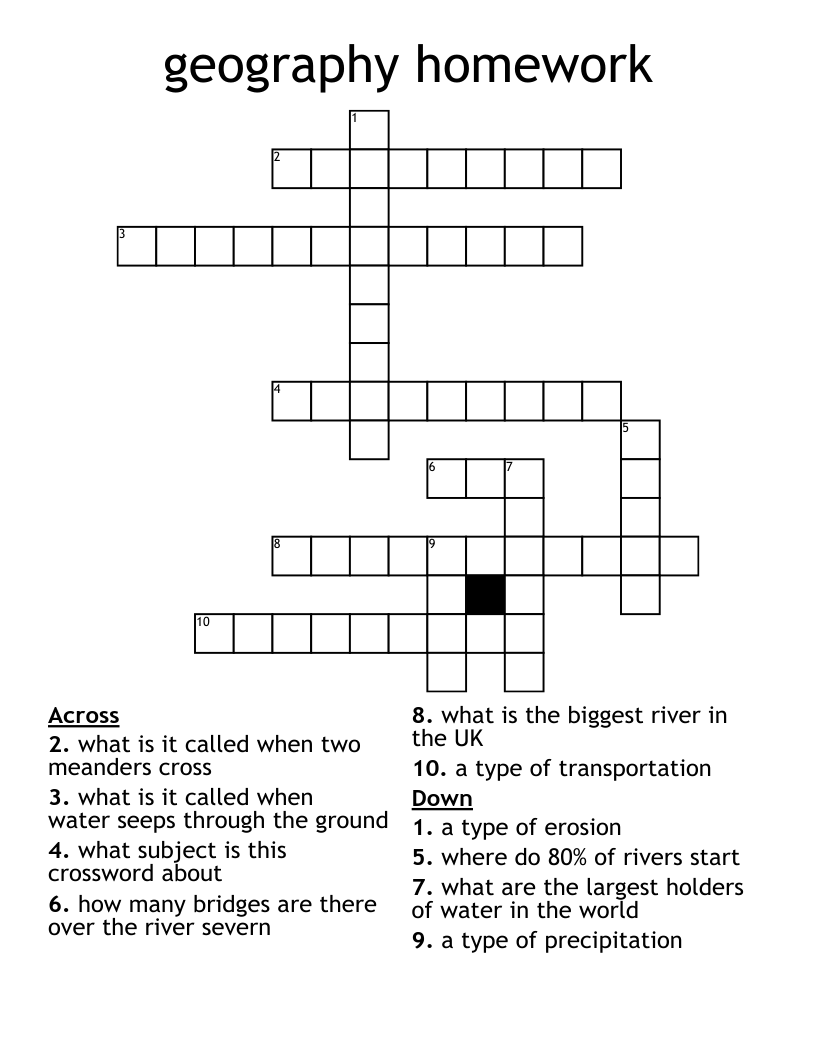 geography homework Crossword WordMint