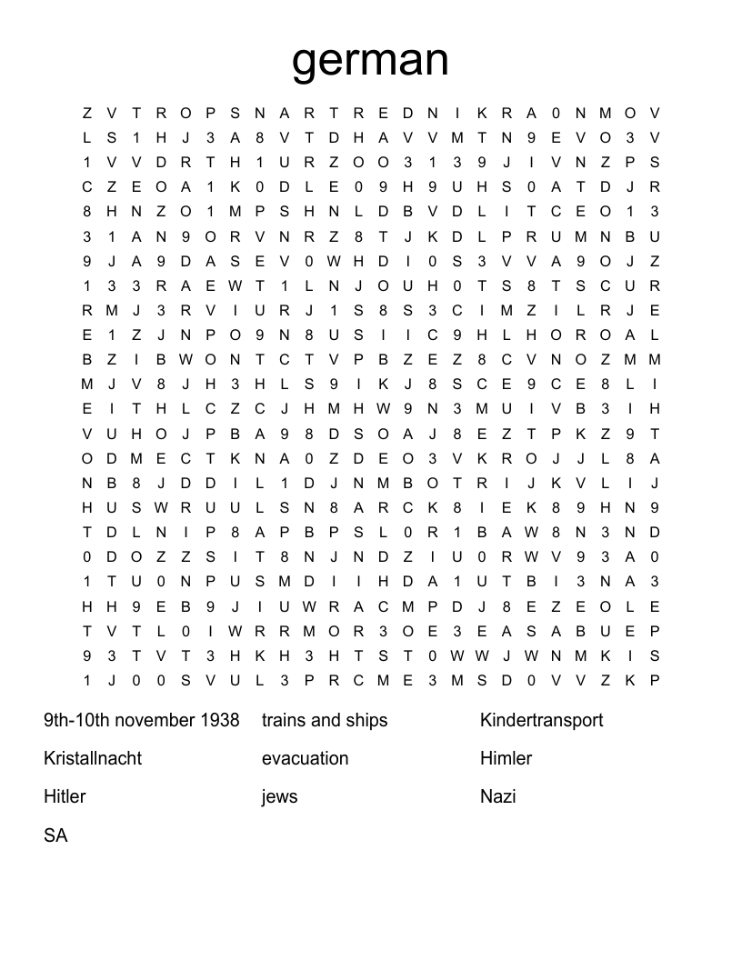 german Word Search