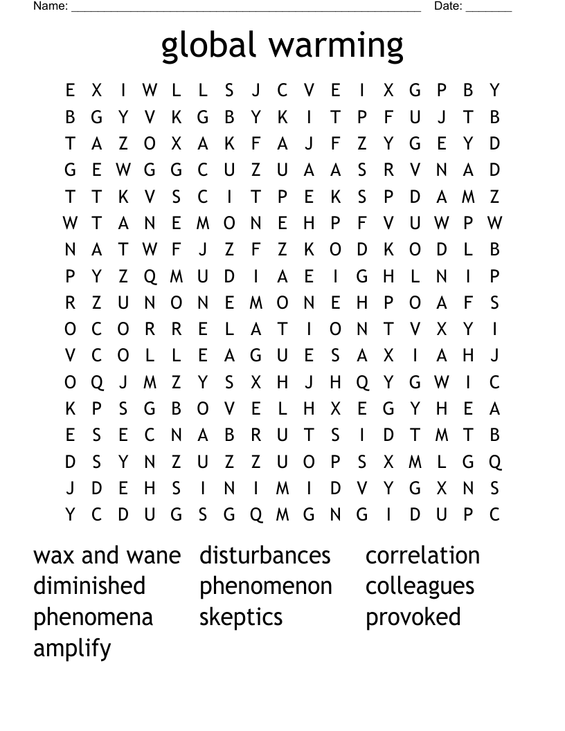 global warming Word Search