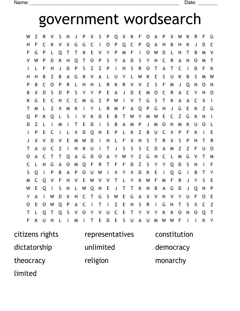 government wordsearch