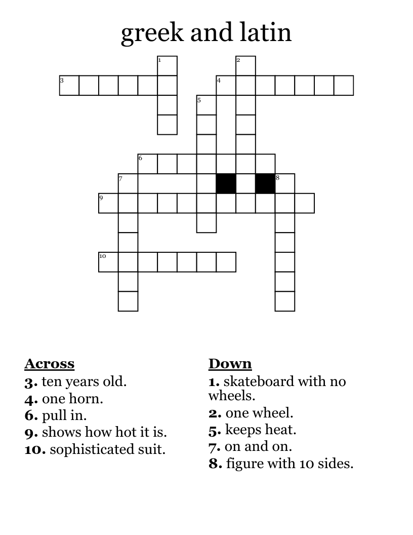 greek and latin Crossword