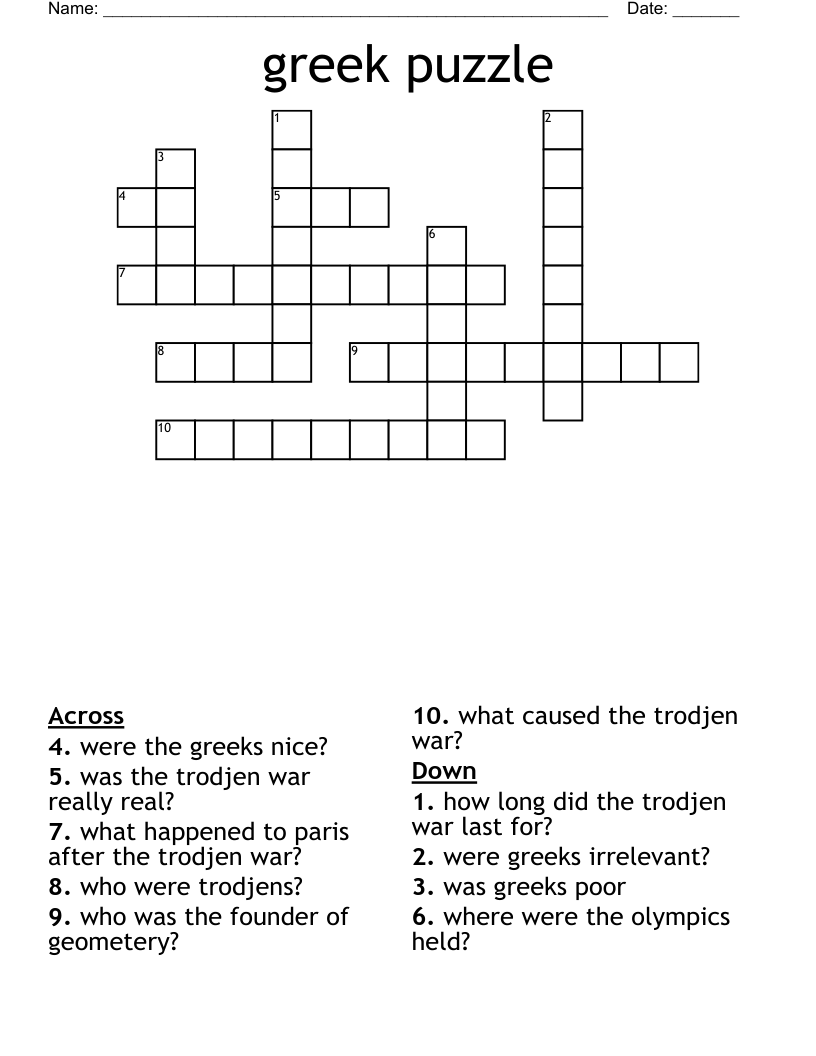 Greek Puzzle Crossword WordMint