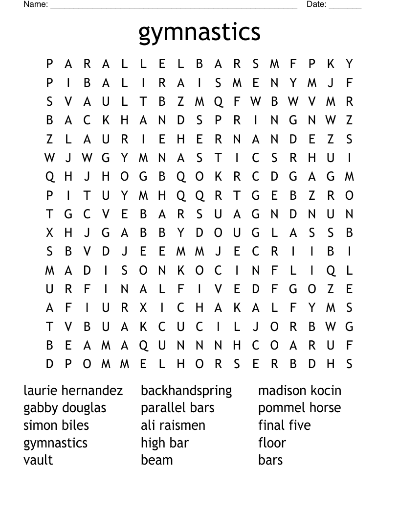 Gymnastics Word Search WordMint
