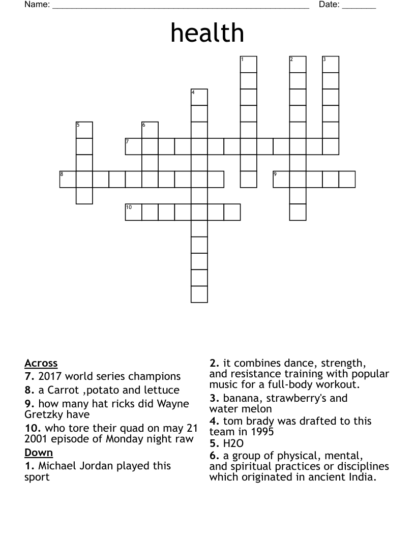 Health crossword wordmint