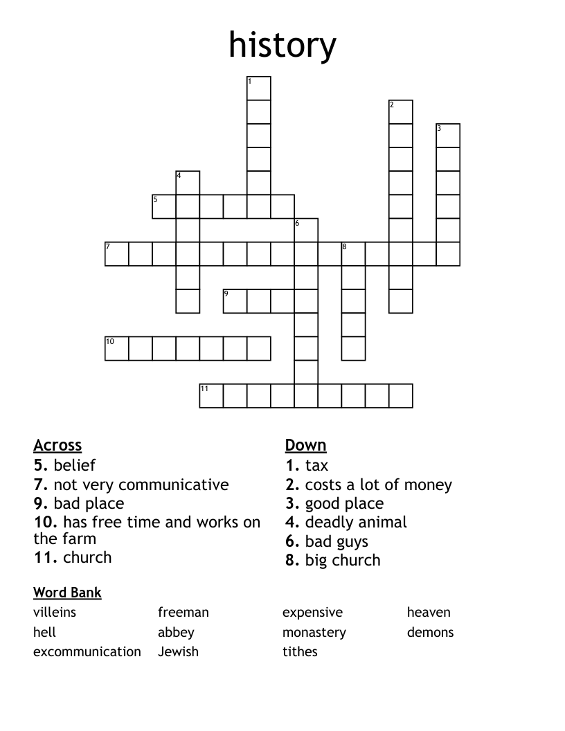 history Crossword
