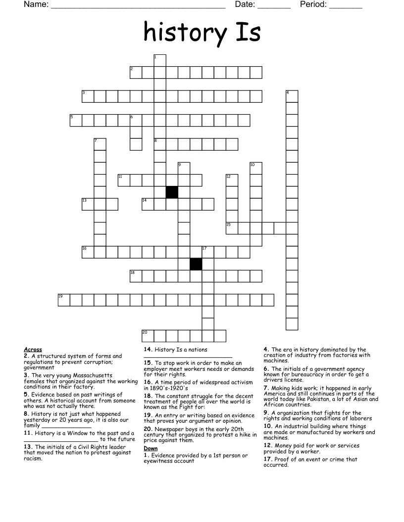 history Is Crossword