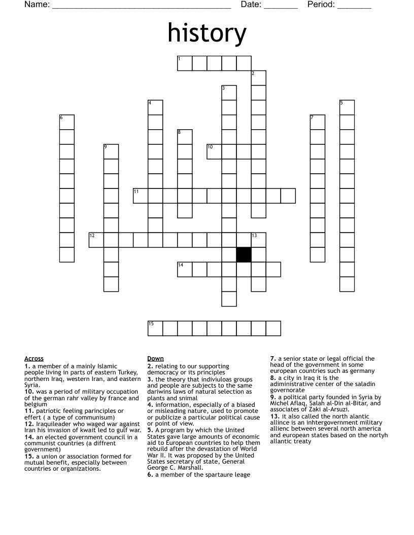 history  Crossword