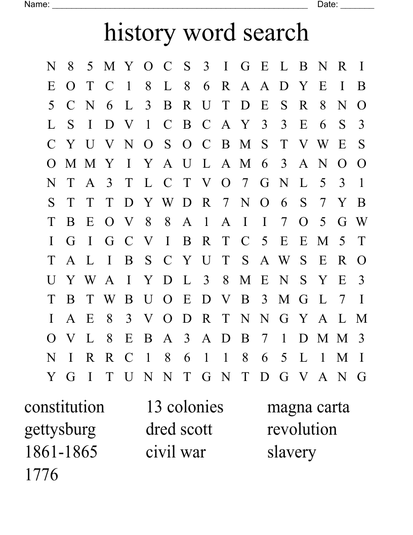 history word search