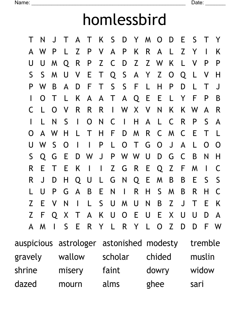 homlessbird Word Search
