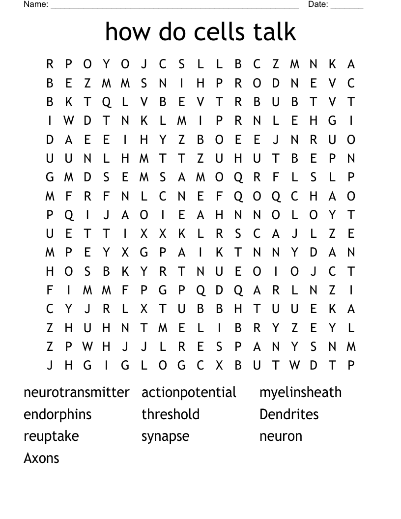 how do cells talk Word Search